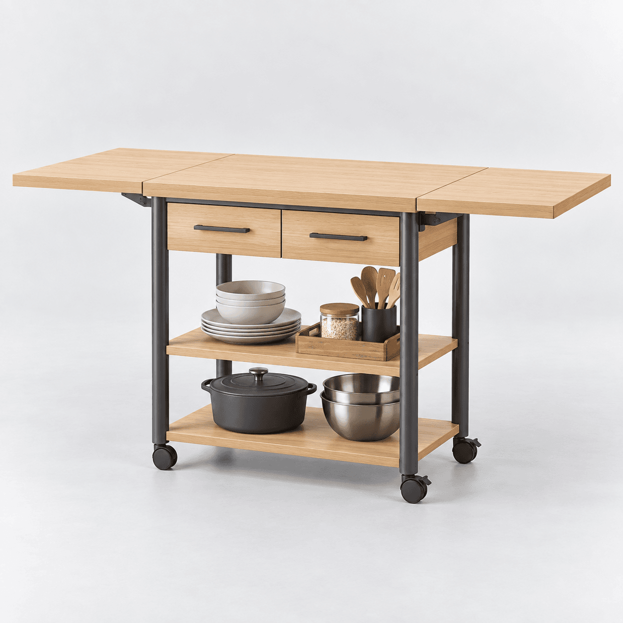 Drop-leaf Kitchen Cart