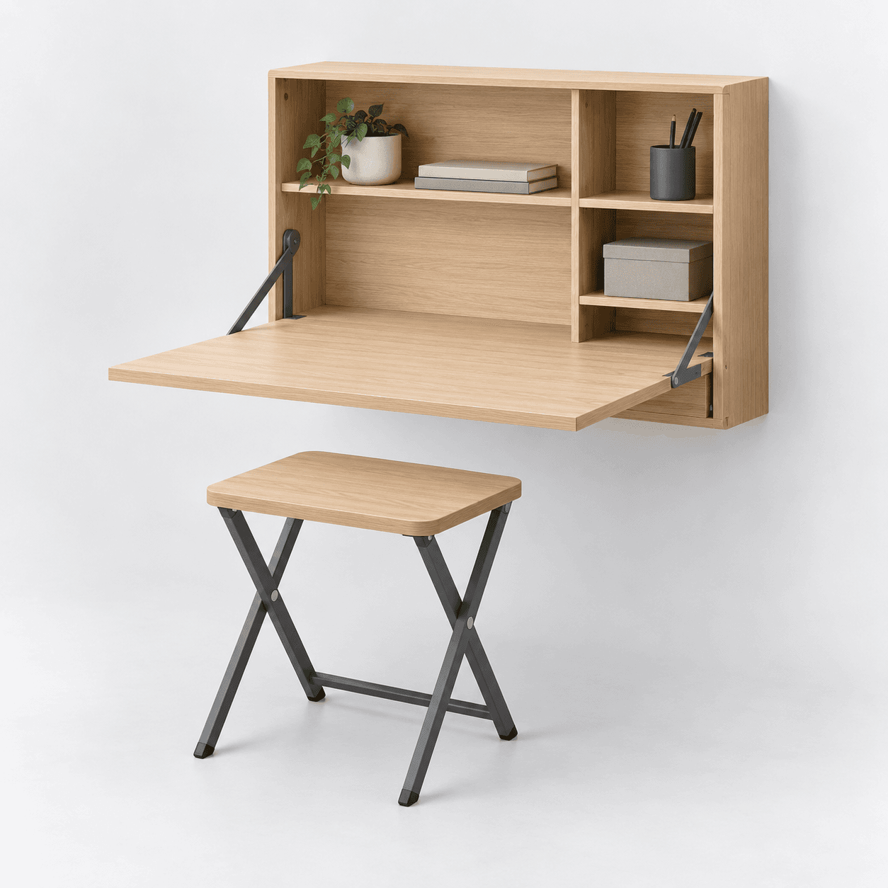 Wall-mounted Folding Desk in its alternate configuration
